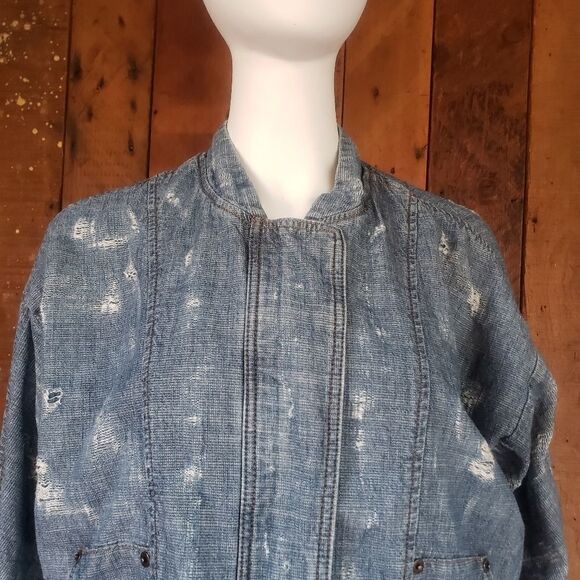 Free People Tattered Distressed Jean Jacket - Picture 12 of 14